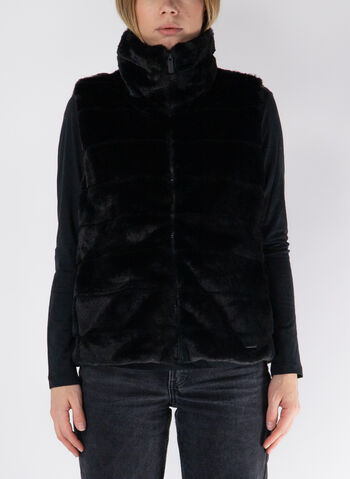 GILET PELLICCIA SINTETICA RIGATA, N BLK, small