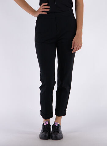 PANTALONE SLIM CHINO IN PUNTO MILANO, 053 BLK, small