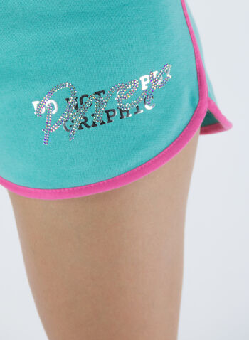 SHORTS LOGO LATERALE STRASS, AQUAMARINE, small