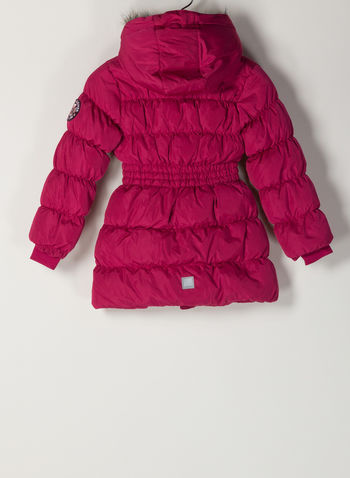 PIUMINO MOA CON CAPPUCCIO PELO DA BAMBINA, CERISE, small