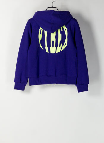 FELPA FULL ZIP CON CAPPUCCIO RAGAZZA, 070VIOLAFLUO, small