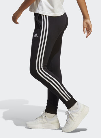 PANTALONE ESSENTIALS 3-STRIPES FRENCH TERRY CUFFED, BLK, small