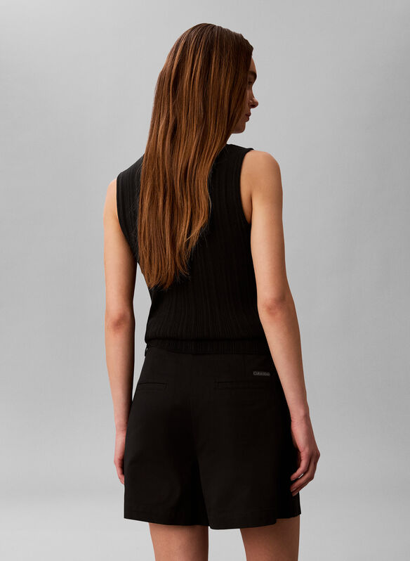 SHORT PRATICI IN TWILL DI COTONE, UB1 BLK, medium