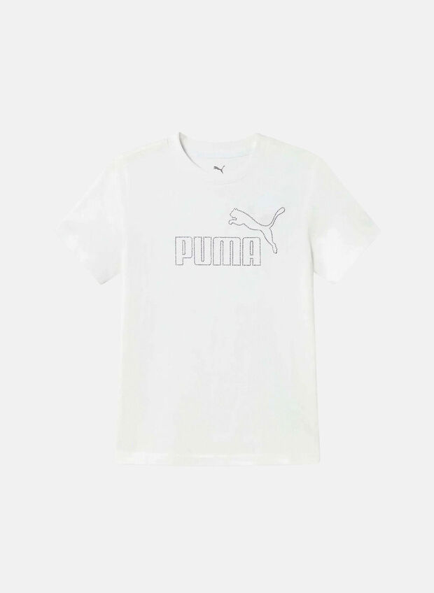 T-SHIRT RHINESTONE LOGO CON STRASS RAGAZZA, 02 WHT, large