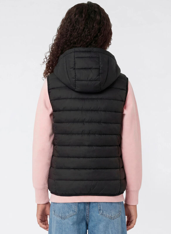 GILET IMBOTTITO CON CAPPUCCIO BAMBINO, KK001 BLK, medium