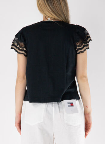 T-SHIRT A MANICA CORTA CON SPALLINE A PIZZO, , small