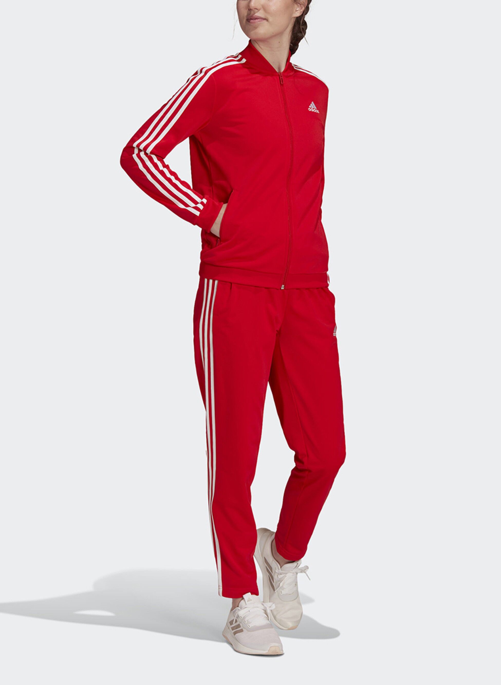 ADIDAS TUTA ESSENTIALS 3-STRIPES Bianco, Rosso Donna | Sport85