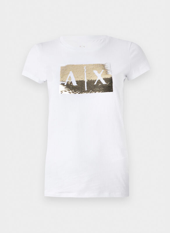 T-SHIRT CON STRASS, M0015 WHTGOLD, medium