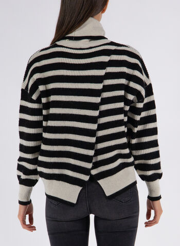 MAGLIONE AMPIO CON FANTASIA A RIGHE BICOLORE, 109 BLKWHT, small