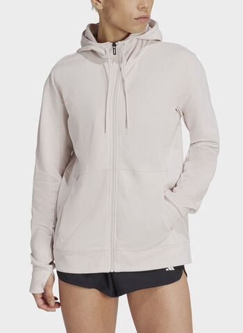 FELPA FULL ZIP CON CAPPUCCIO, MAUVE, small