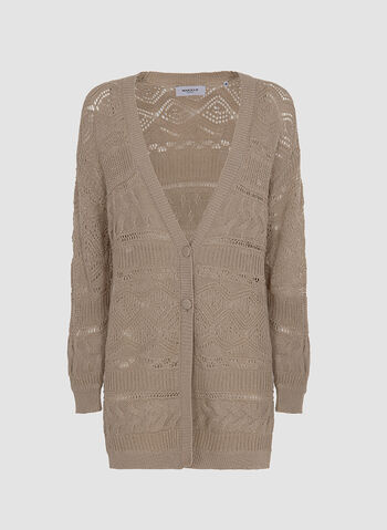CARDIGAN IN COTONE TRAFORATO, SAFARI, small