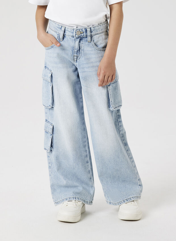 JEANS BELLA CARGO RAGAZZA, BLEACHED DENIM, large