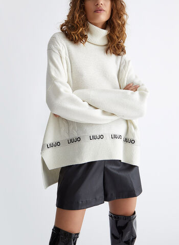 MAGLIONE DOLCEVITA CON LOGO, 10604 AVORIO, small