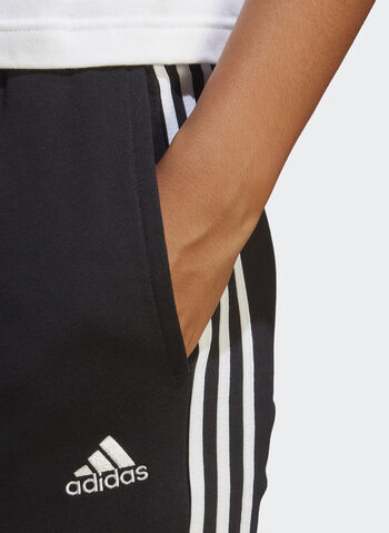 PANTALONE ESSENTIALS 3-STRIPES FRENCH TERRY CUFFED, BLK, small
