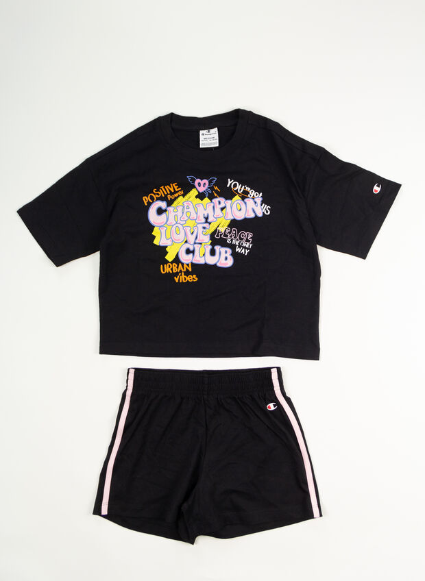 COMPLETO T-SHIRT + SHORT SUMMER GRAFFITI RAGAZZA, KK001 BLK, large