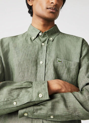 CAMICIA REGULAR FIT IN TELA DI LINO TINTA UNITA, 316TANK, small