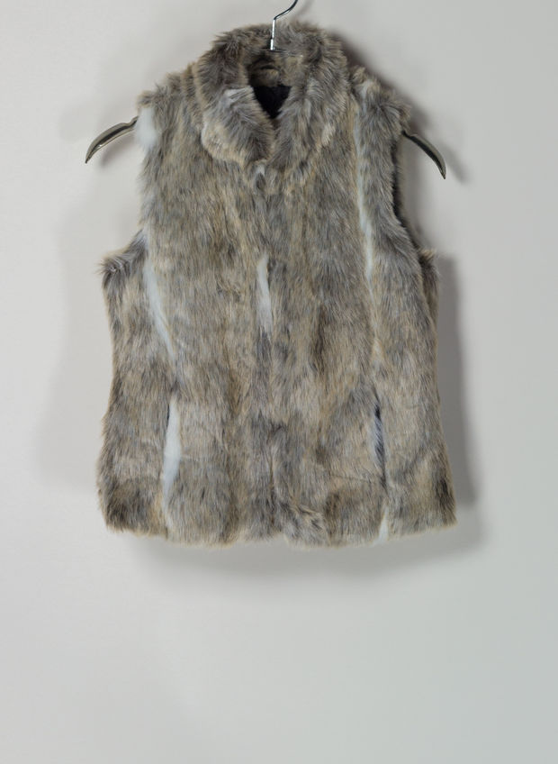 GILET ECOPELLICCIA RAGAZZA, SILVER MINK, large