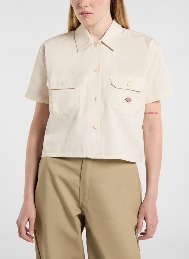 CAMICIA DA LAVORO CROP, - ECRU, large