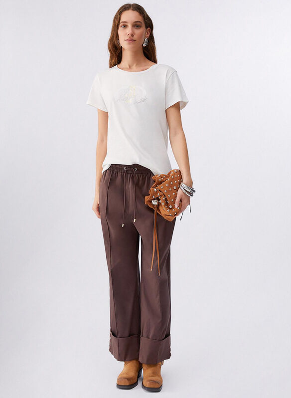 T-SHIRT LOGO STRASS, P9297 PANNA, medium