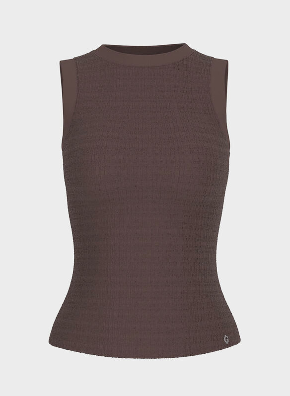 TOP CANOTTA CON STRASS, F1I7 COFFE, medium