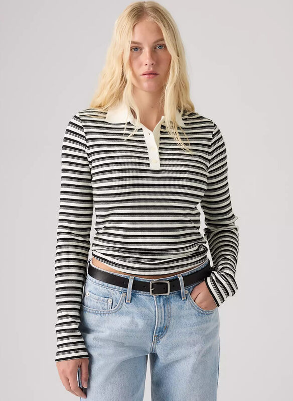 POLO COSTINA RIGATA, 0002 BLKWHT, medium