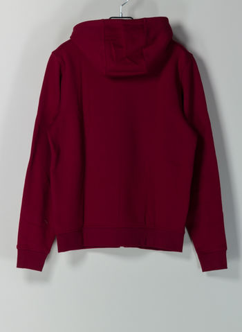 FELPA TENNIS CON ZIP E CAPPUCCIO IN PILE IN TINTA UNITA, 3VL BORDEAUX, small