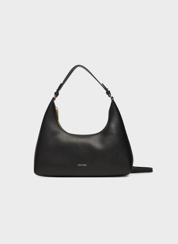 BORSA DA SPALLA CON LOGO LAMINATO, 332 BLK, medium