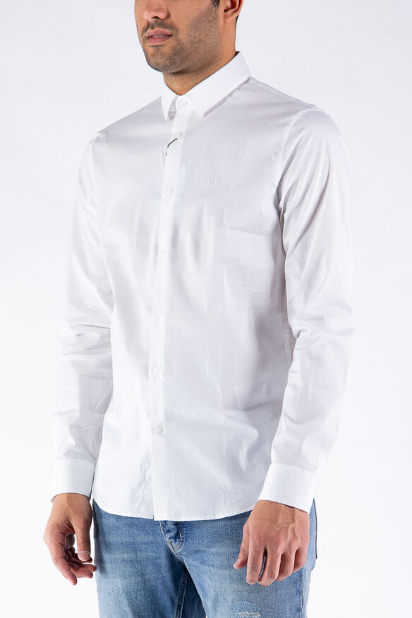 CAMICIA POPELINE STRETCH, 1100WHT, medium