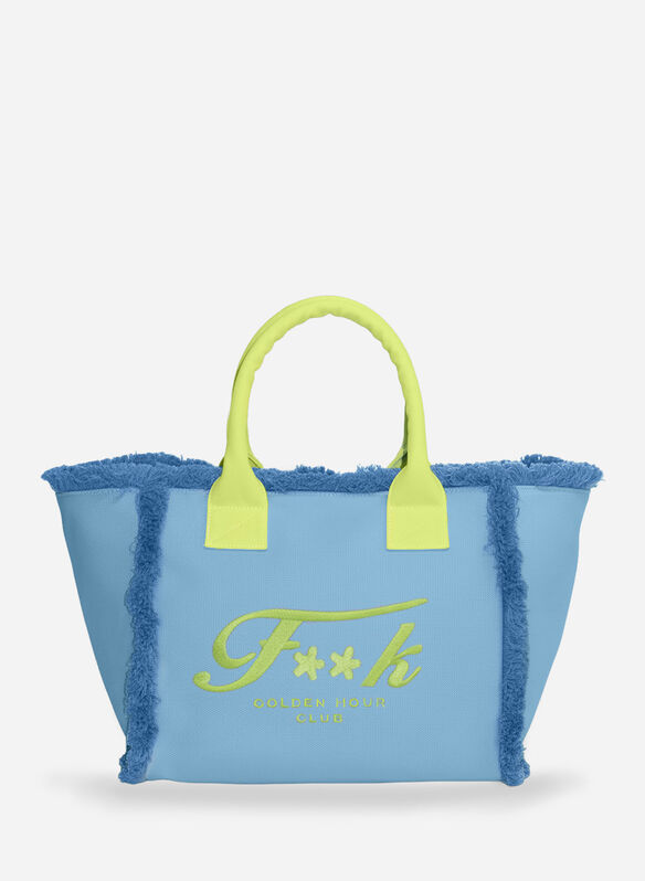 BORSA BEACH COT SFRANGIATO, LG AZZURRO, medium