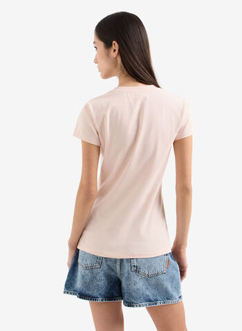 T-SHIRT LOGO STRASS, U4105 ROSE, small
