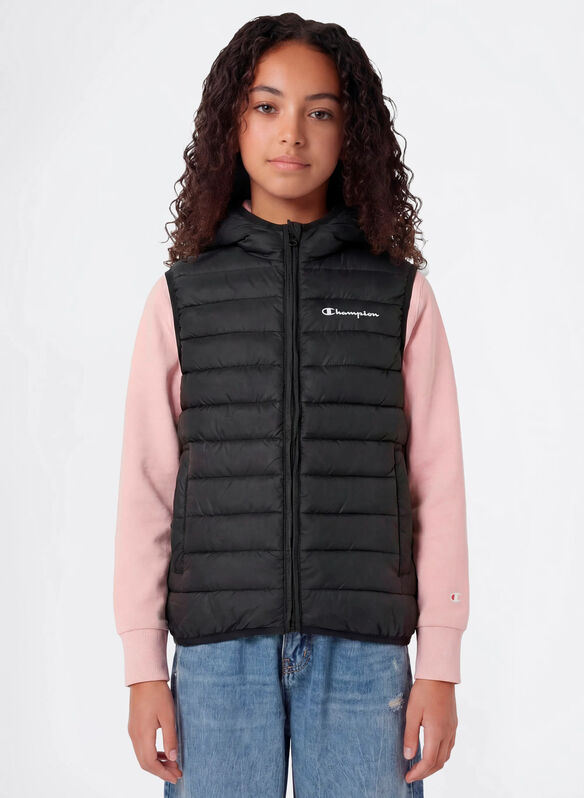 GILET IMBOTTITO CON CAPPUCCIO BAMBINO, KK001 BLK, medium