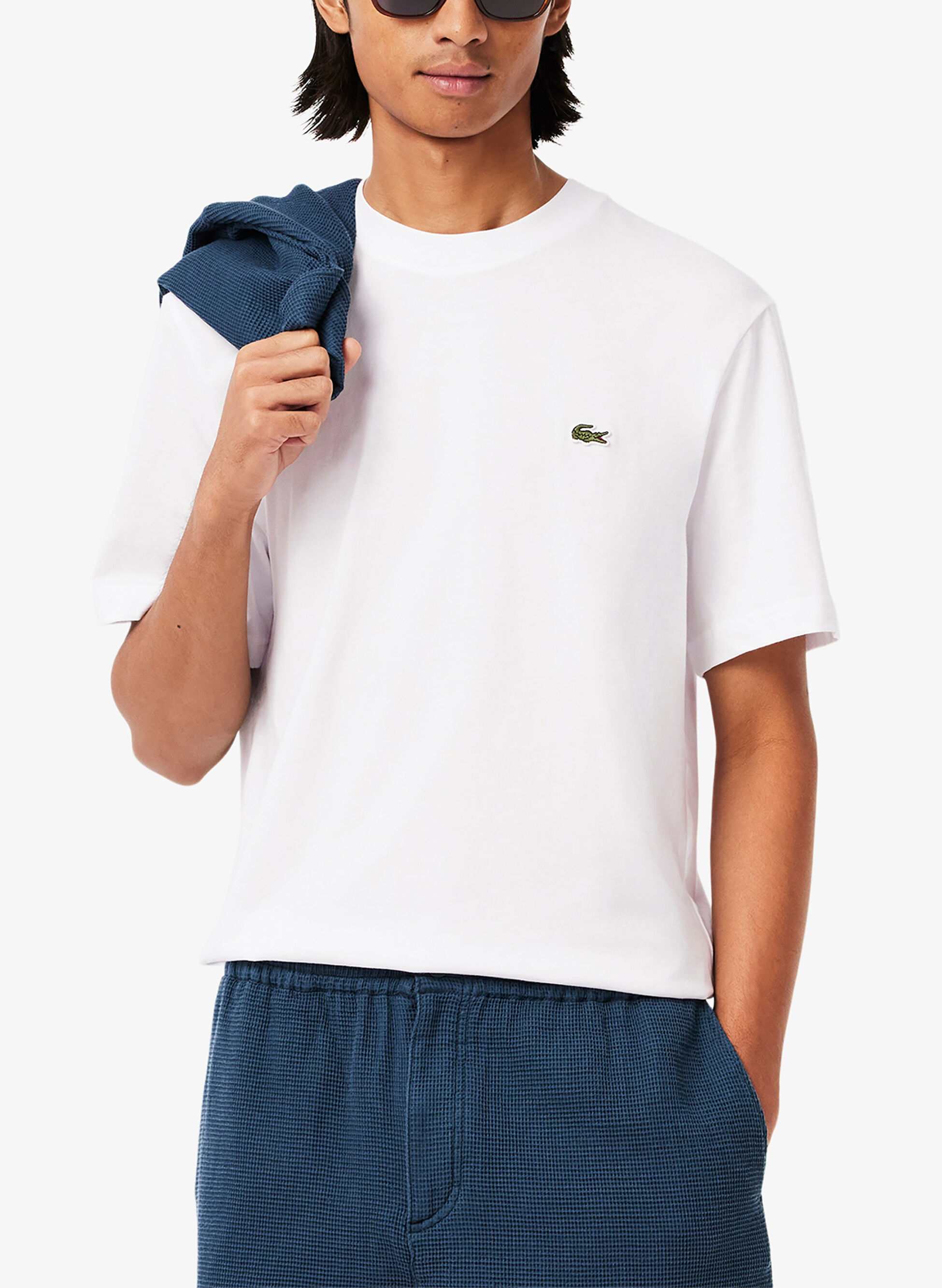 LACOSTE Maglietta a manica corta bianca con logo