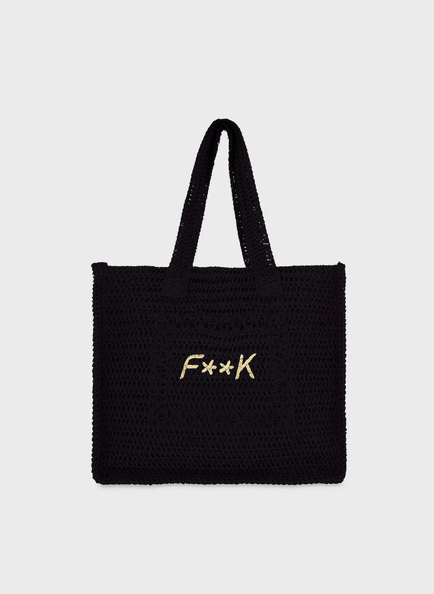 BORSA MARE IN RAFIA, BK BLK, large