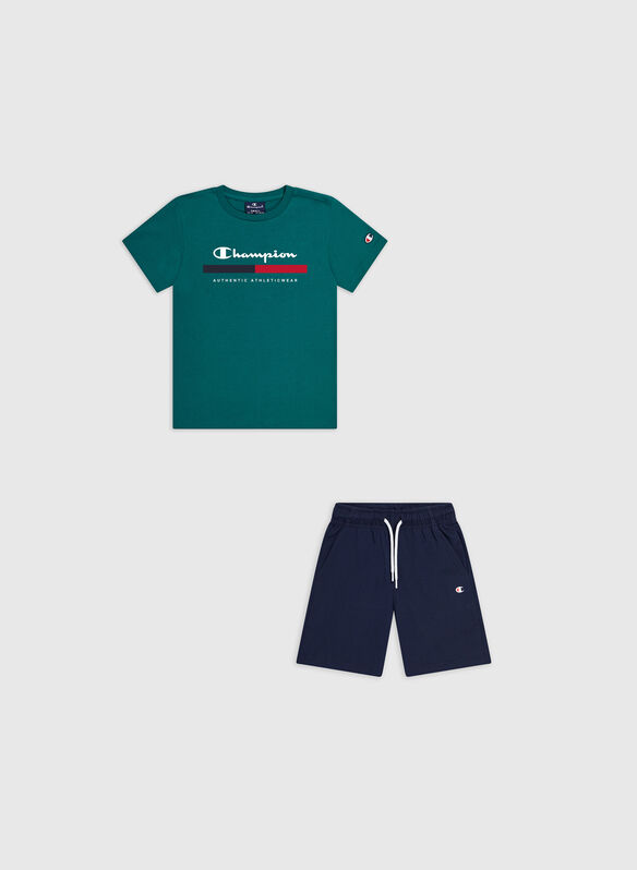 COMPLETINO T-SHIRT+ SHORTS RAGAZZO, GS571 GREENNVY, medium