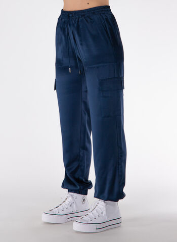 PANTALONE MARZIA DRAWSTRING SATIN, G7P1 NVY, small