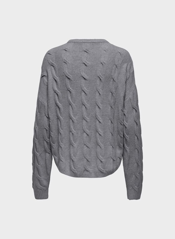 MAGLIONE JANETT TRECCIA, MEDIUM GREY MELANGE, medium