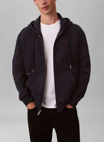 FELPA FULL ZIP CON MICRO LOGO, CEF NVY, small