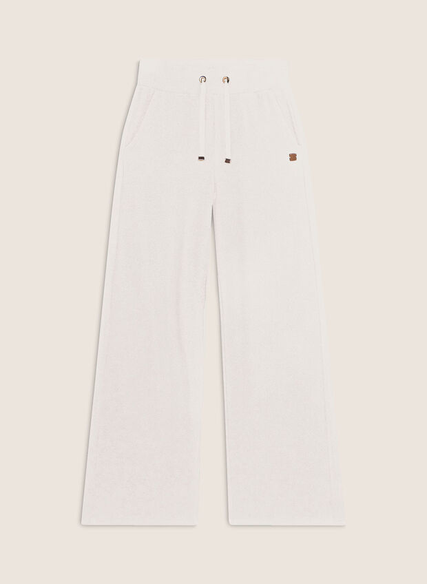 PANTALONE WIDE LEG IN FELPA VISCOSA, Z102 PANNA, large