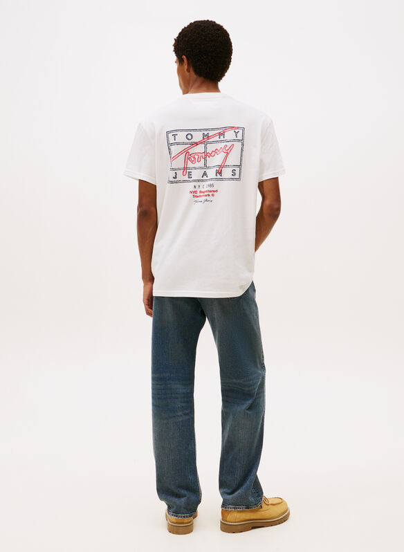 T-SHIRT SIGNATURE CON LOGO SUL RETRO, YBL ECRU, medium