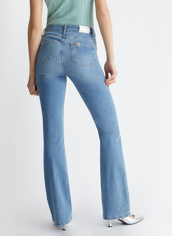 JEANS FLARE A VITA ALTA, 78398 CHIARO, medium