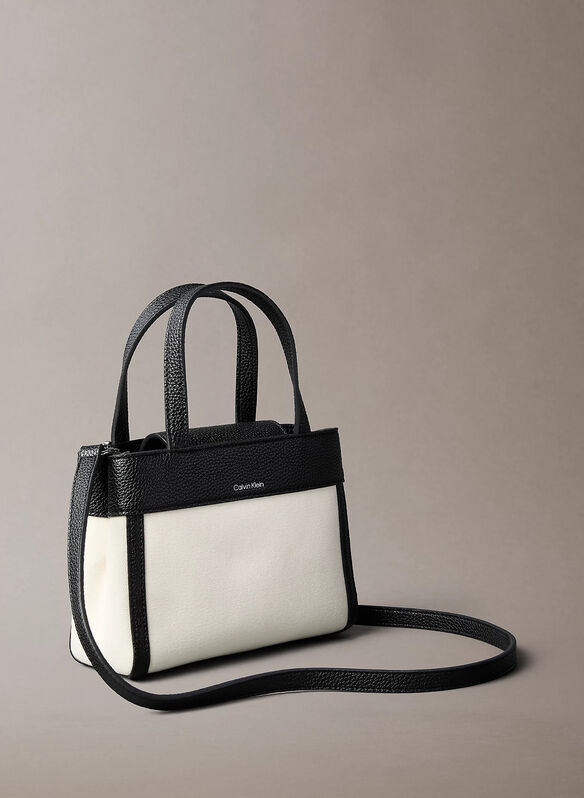 BORSA MINI TOTE DI TELA IN COTONE, XSI WHT, medium