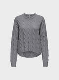 MAGLIONE JANETT TRECCIA, MEDIUM GREY MELANGE, thumb