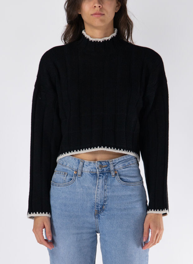 MAGLIONE CHICK  A COLLO ALTO, BLACK, large