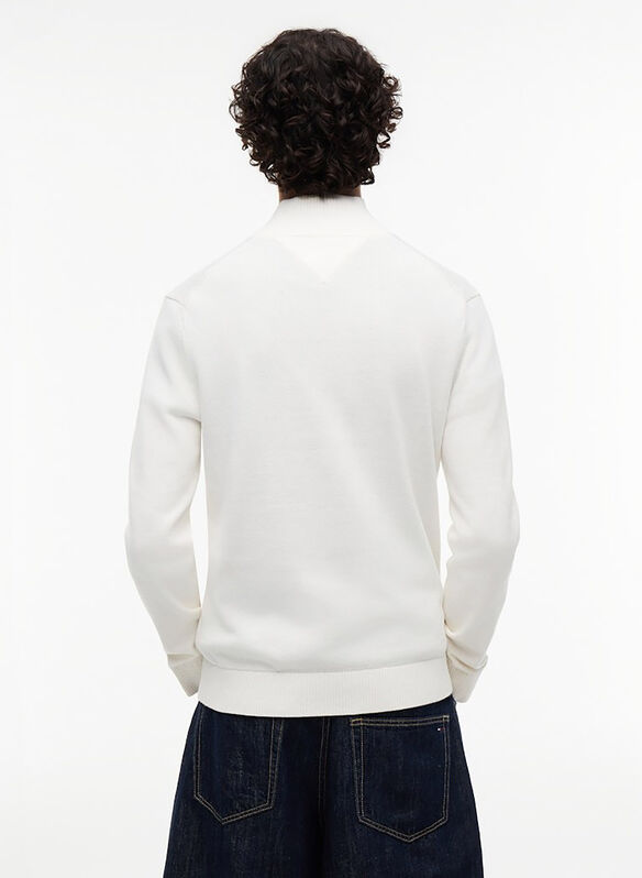 MAGLIONE COTONE 1/2 ZIP ESS, YBH OFF WHT, medium