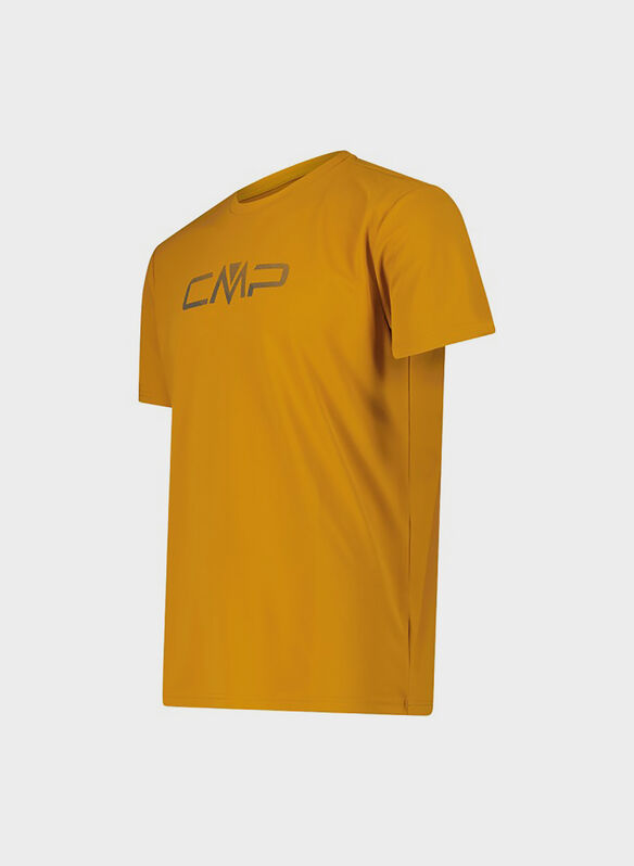 MAGLIA A MANICHE CORTE GIROCOLLO CON LOGO, R813 CURCUMA, medium