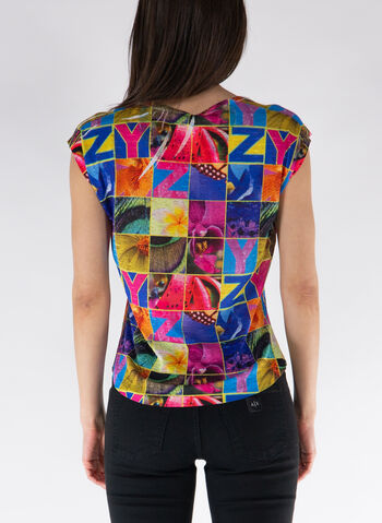 T-SHIRT STAMPA A QUADRI, 2001  AZZURRO, small