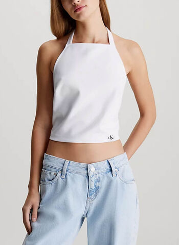 TOP IN JERSEY MILANO CON SCOLLO ALL'AMERICANA, YAF WHT, small