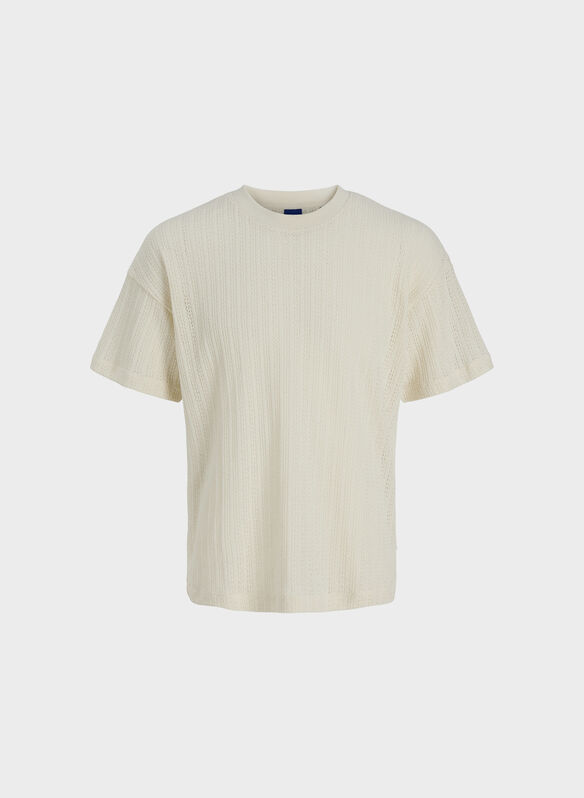 T-SHIRT MAINE FILO TRAFORATA, SEA SALT PANNA, medium