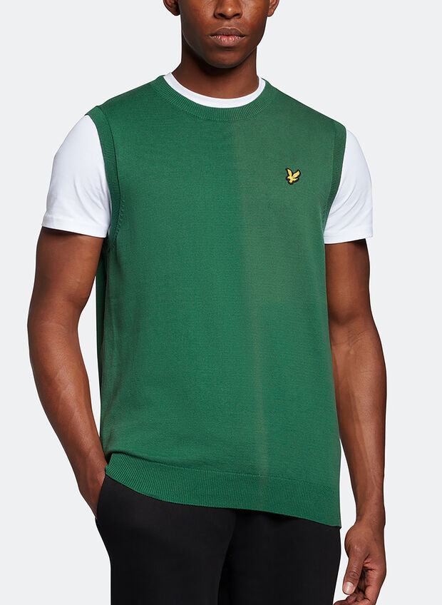 GILET IN MAGLIA CON LOGO, W510 GREEN, large