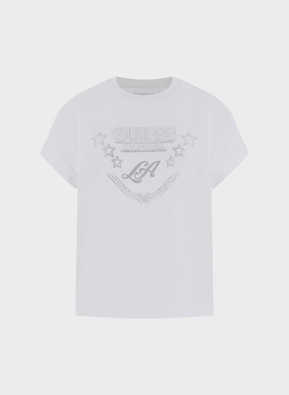 T-SHIRT CON STRASS, G011 WHT, medium